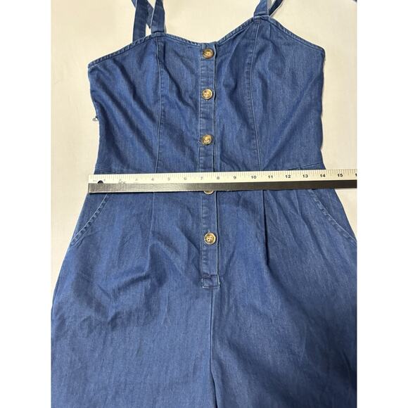 Se7en Women's M Soft Denim Jumpsuit Lightweight Y2K 90's Festival Summer Casual - Picture 6 of 7